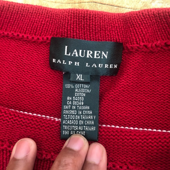 NWOT Lauren Ralph Lauren Red Striped Sweater - Picture 3 of 6